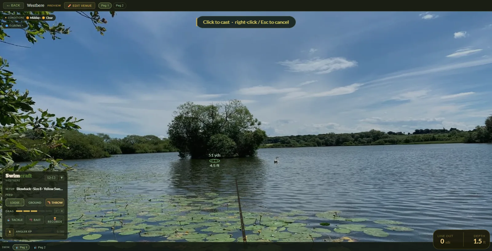 Casting during a fishing session