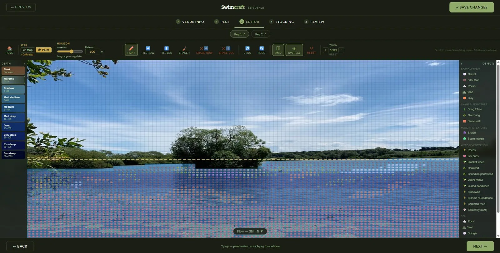 Tracing a swim in the venue editor