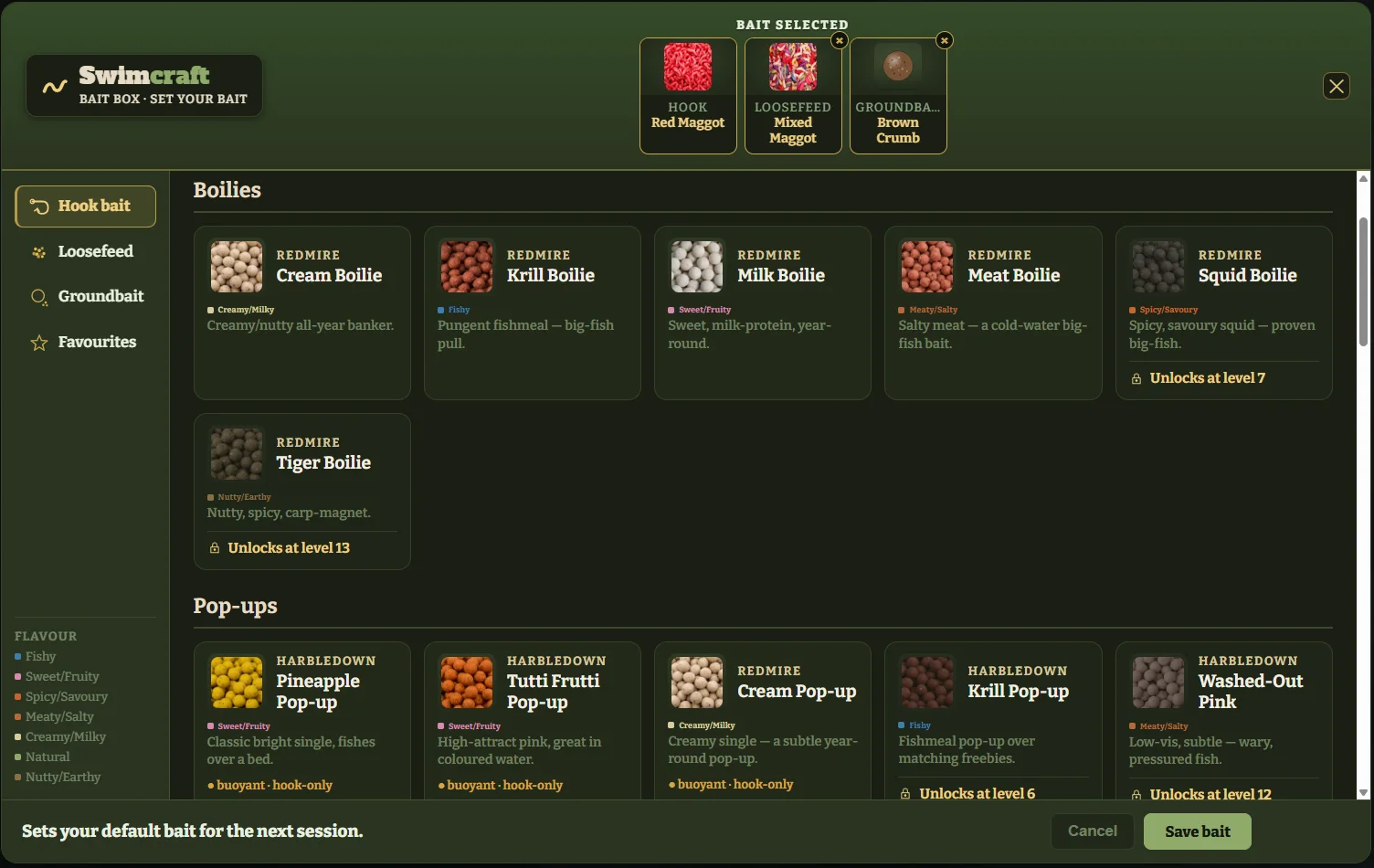 The bait box, boilies and pop-ups