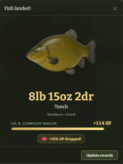 A specimen fish on the catch reveal