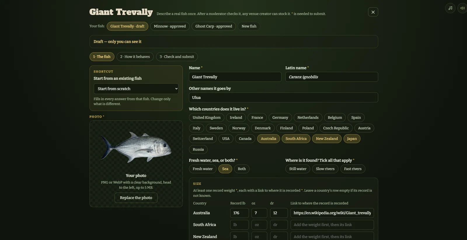 The species creator, describing a real fish