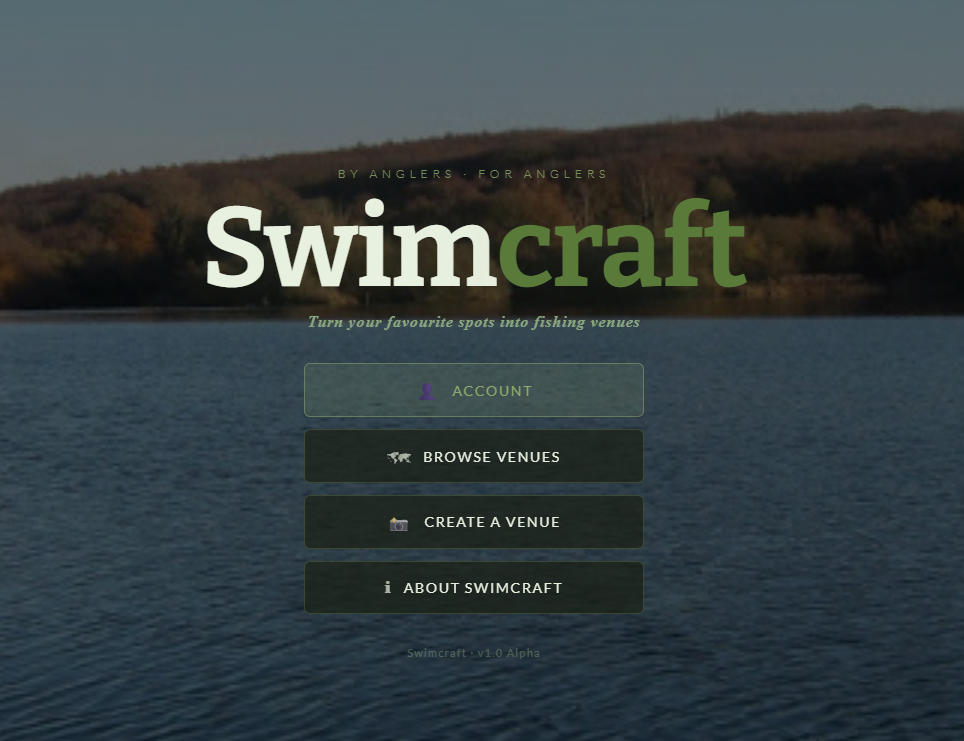 Swimcraft home screen