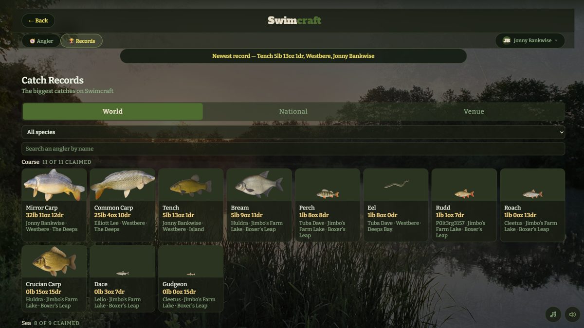 The catch records board